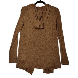 Silence & Noise UO Knit Hooded Open Cardigan Sweater Brown Longline Womens XS‎